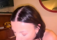 Amateur brunette fucks two big cocks