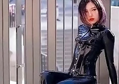 Asian Girl in Latex Catsuit