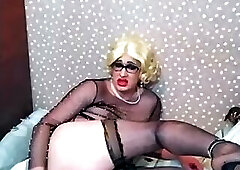 Whore Violetta play with dildo in transparent dress