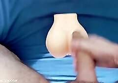 2 Pillows, 1 sex toy and a big hard cock: long compilation of male moans