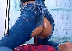 Bound in Ripped Overalls: Dildo Ride Tease