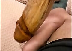 Femboy plays with penis and cums