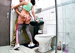Mastix getting private in the washroom after a workout.