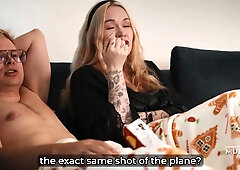Blonde Step Mom's Bare Pussy Teases StepSon While Watching Movie Together - Forbidden Cuddle Turns into Hot Fuck