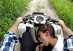 Brunette Hiker Gives J Mac Outdoor Blowjob on Quad