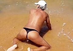 Big ass femboy, beach, big butt femboy