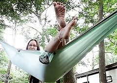 There's smth so peaceful about Me lying back in My hammock at camp, letting the breeze carry Me whilst My exposed, messy feet dangle over the edg
