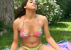 Elise Cunningham Ebony Hairy Pussy Ass Pits Legs Nipples Outdoor Close-Up Tease
