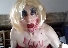 Sissy Slut Sarah Millward Humiliates Crossdresser Femboy Whore by Smoking, Body Writing, Fingering Her