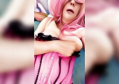 Corset nylons sissy pink