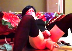 Homemade crossdresser toys his ass