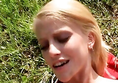 A golden-haired floozy who likes knob in the lawn and cum in her throat.
