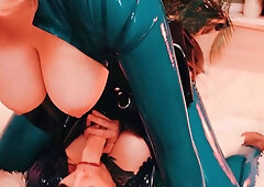 Roxy Rockat and Arya Grander Bareback Big Tit Fetish in Stockings
