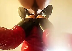 Stupid horny sissy whore gets fucked bare in the ass and all the cum ends up on his asshole
