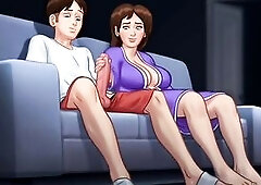Anon, an eighteen+ college student, is masturbating on the daybed to adult content when his breasty landlady Debbie walks in and catches him. Instead 