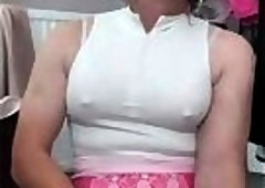 Dirty old lady Dildo riding and wanking