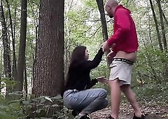 Bizarre sex in the forest: with a youthful hotty with large boobs.