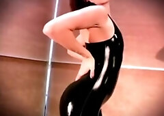 Solo bondage and submission session with MILF vixen in latex