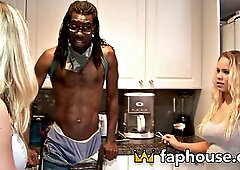 Blonde Stepmom Takes BBC Pounding in Interracial Threesome