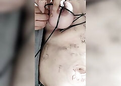 Body writing humilation on a chubby body. Part three