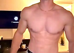 Muscled blonde hunk flex and fun part 4