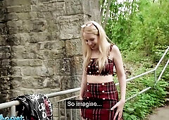 Public Agent Blond goth hottie Hailey White has the tightest twat POV fellatio and outdoor sex