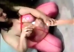 Hairy Girl Fucks Her Monster Dildo