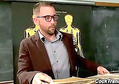 Paris Fucks Rom Fox On His Desk After Classroom Blowjob In Plaid Skirt Trans Anal