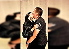 French MILF in Leather Trenchcoat Swaps Passionate Kisses